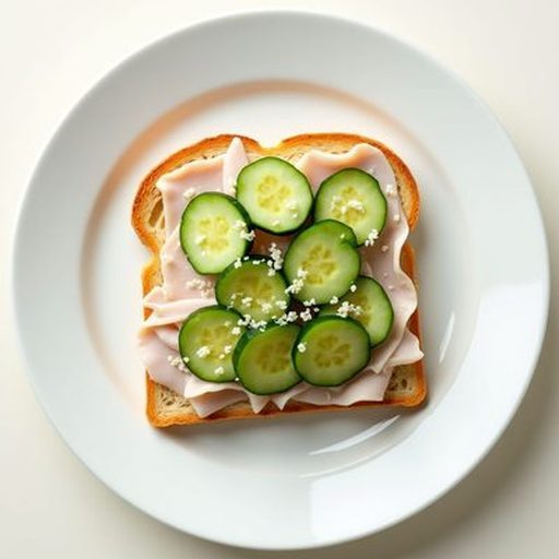 Белый тост с индейкой и огурцом
