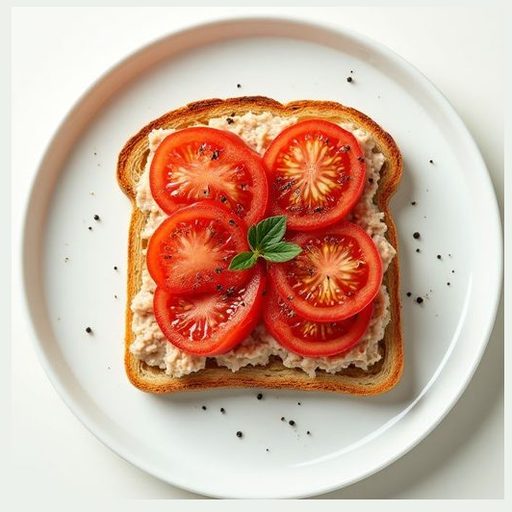 Белый тост с тунцом и томатом