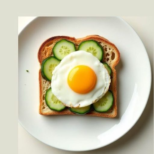 Белый тост с яйцом и огурцом