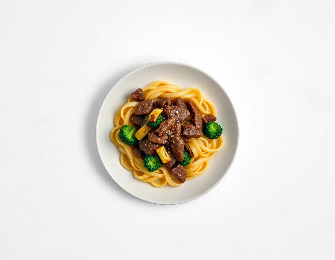 Говядина с макаронами и брокколи