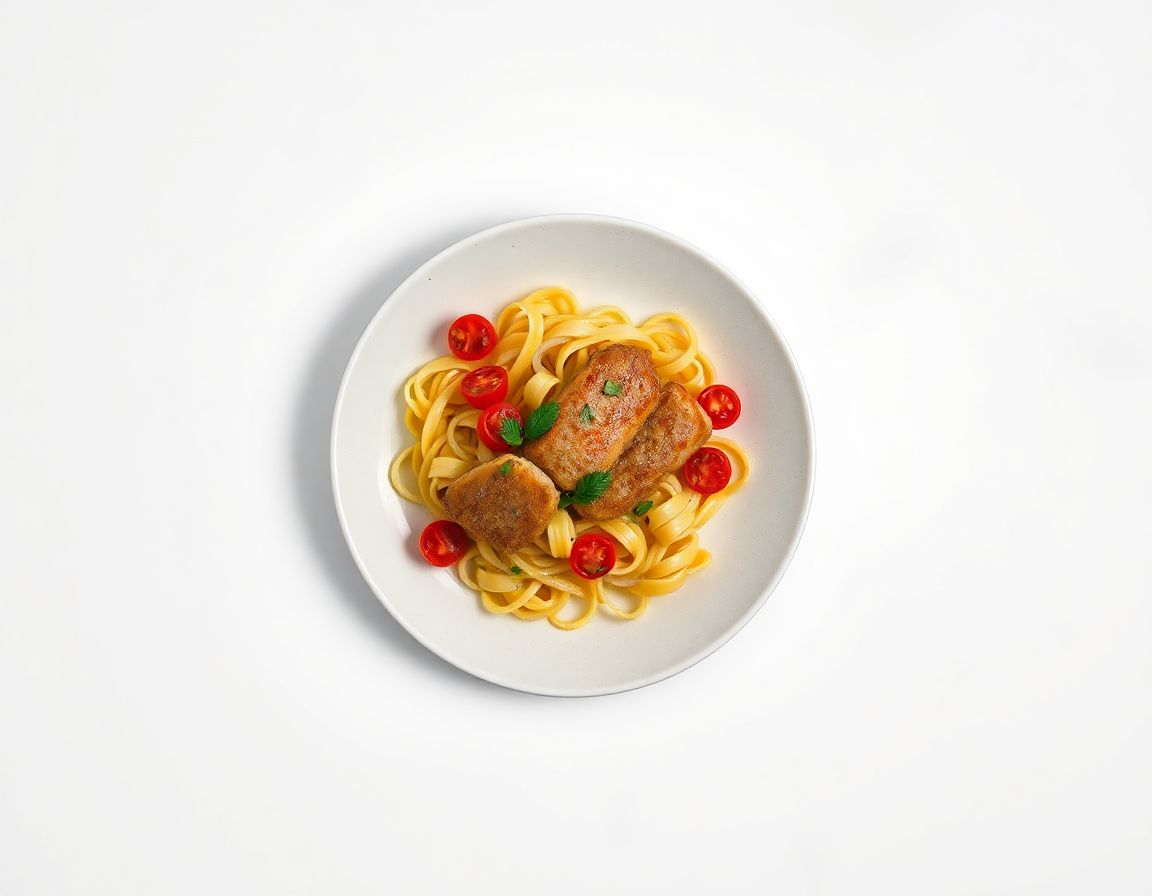 Котлеты с макаронами и томатами