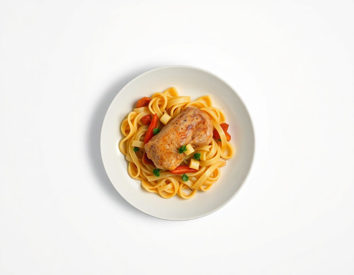 Курин. бедро с макаронами и перцем