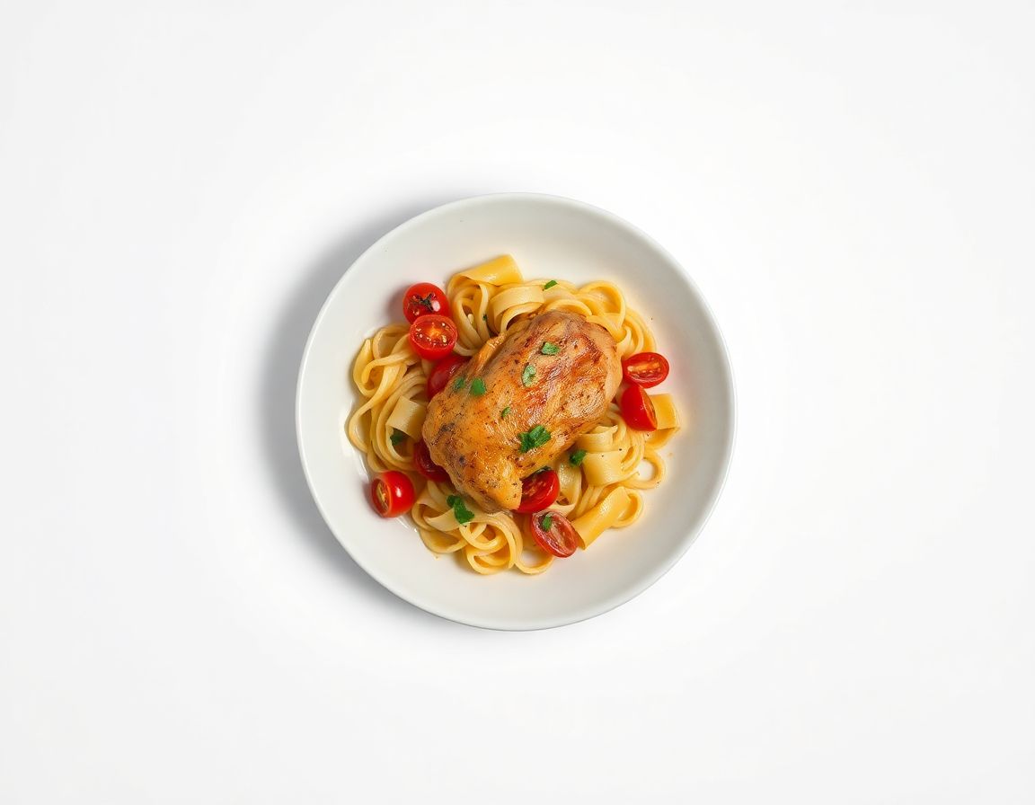 Курин. бедро с макаронами и томатами