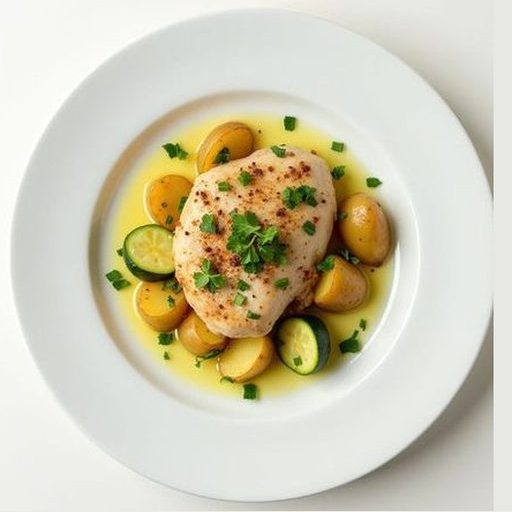 Курица с картофелем и кабачком