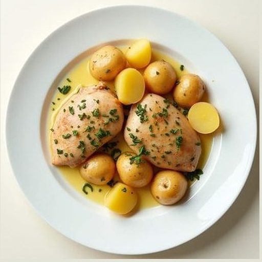 Курица с печёным картофелем