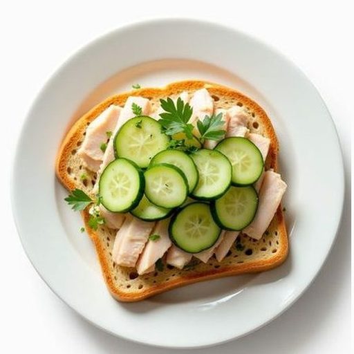 Ржаной тост с курицей и огурцом