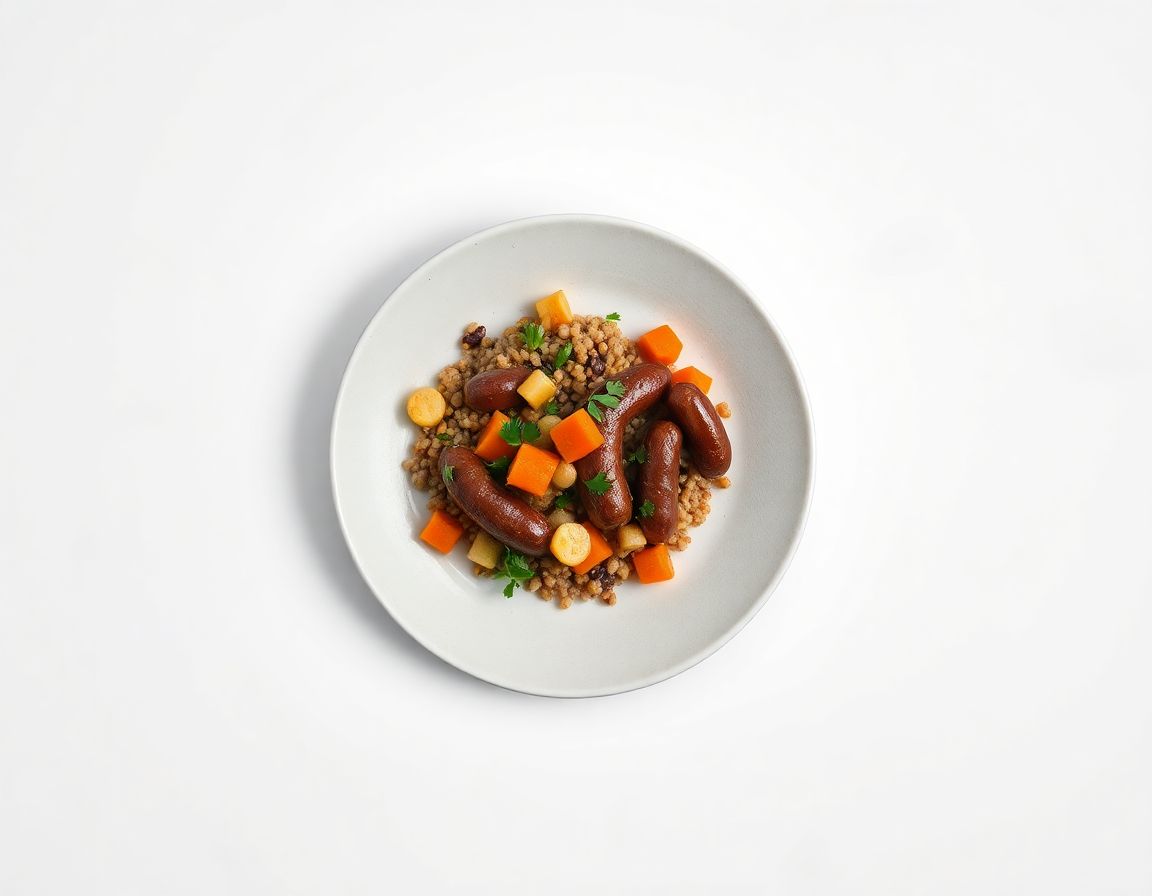 Сосиски с гречкой и овощами