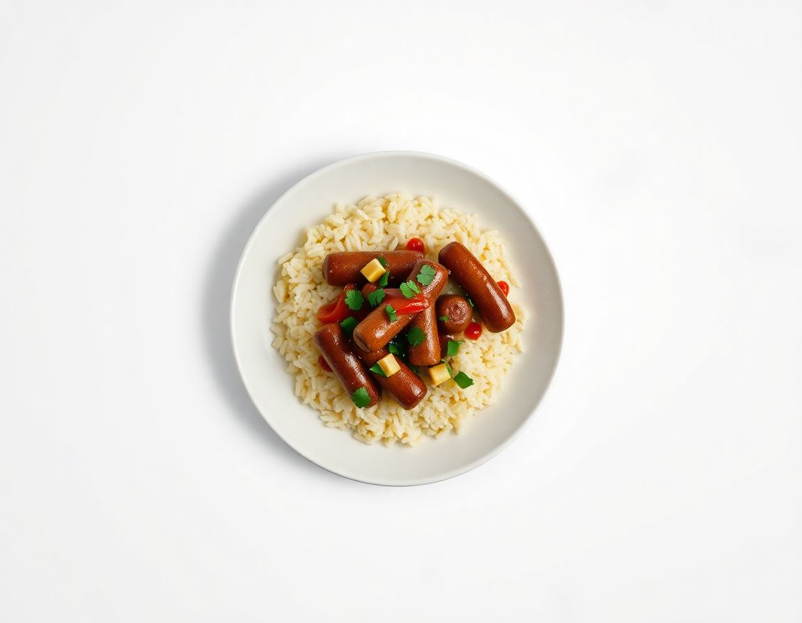 Сосиски с рисом и перцем