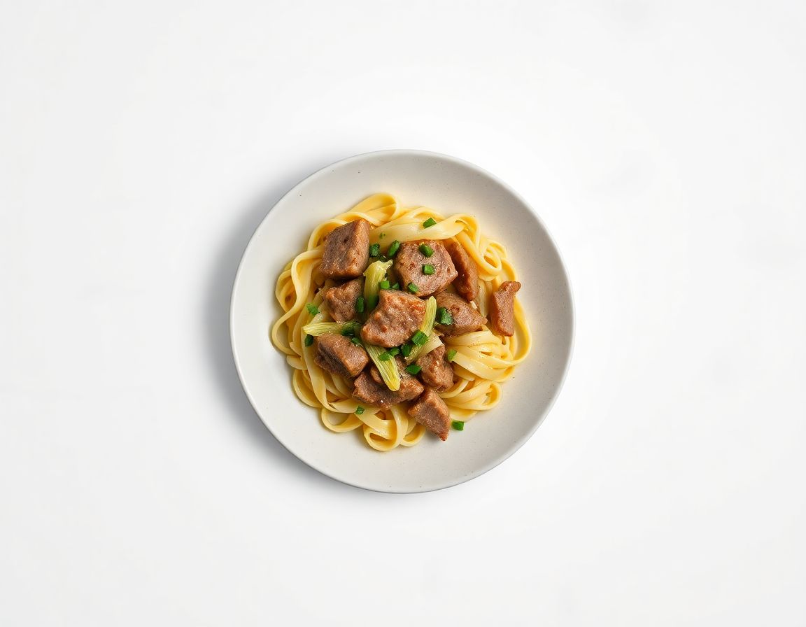 Свинина с макаронами и капустой