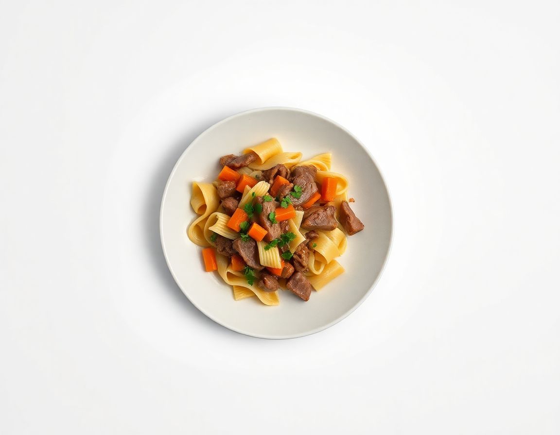 Свинина с макаронами и овощами