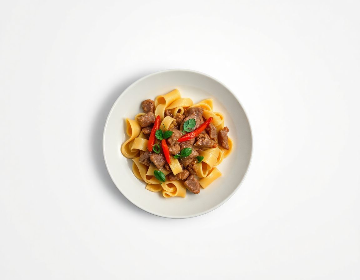 Свинина с макаронами и перцем