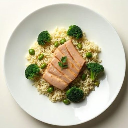 Тунец с рисом и брокколи