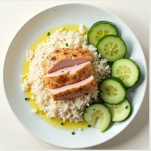 Тунец с рисом и огурцом